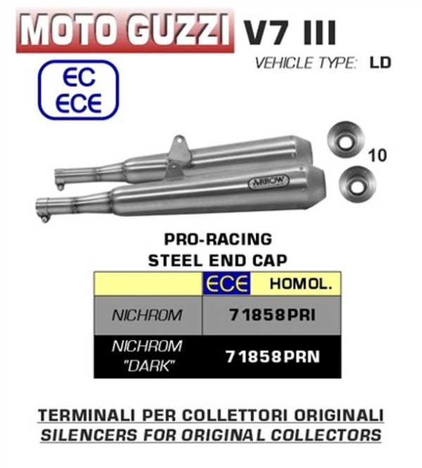 Výfukové tlmiče ARROW PRO RACING MOTO GUZZI V7 III - Image 3
