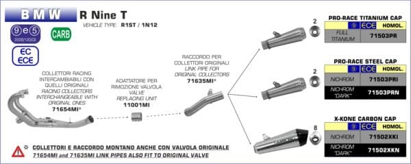 ARROW NÁHRADA KATALYZÁTORA LINK PIPE /CAT ELIMINATOR BMW R Nine T 2014-
