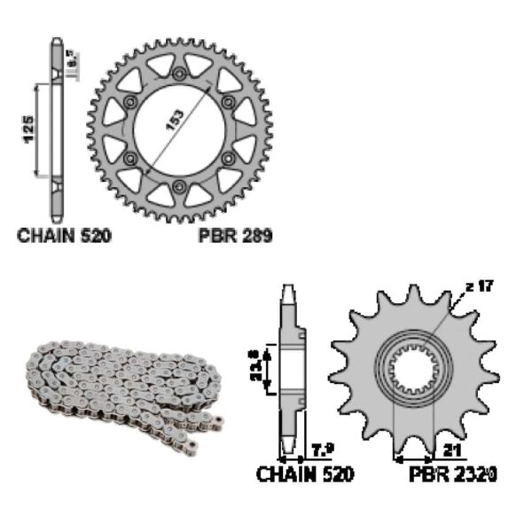 HONDA CRF 250 - PBR reťazový kit 13 / 48 / 520