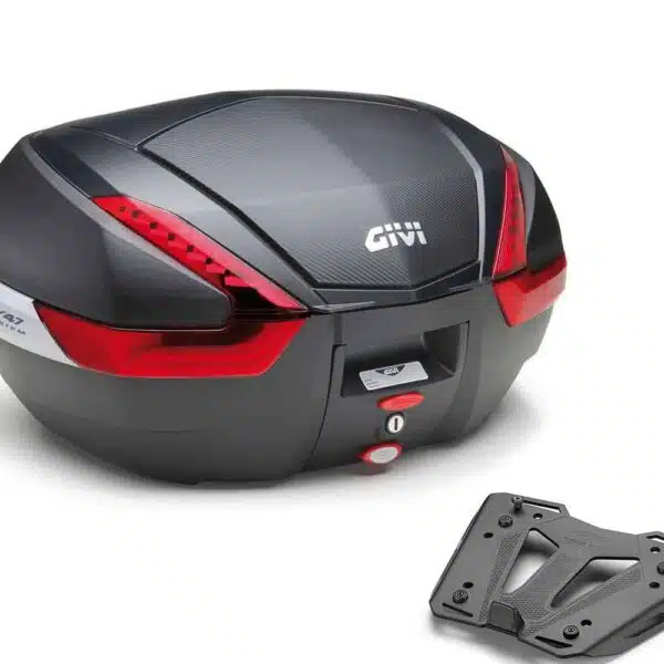 Kawasaki Eliminator 500 zadný kufor GIVI V47NN Red 47L + nosič