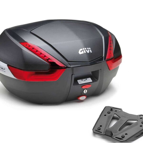 QJ MOTOR Fort 350 zadný kufor GIVI V47NN Red 47L + nosič