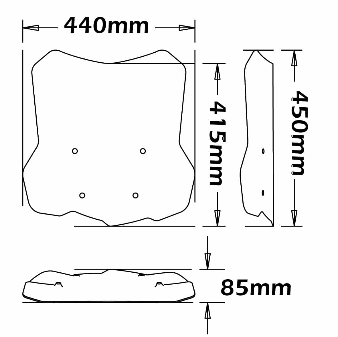 BMW F 750 GS Isotta plexi štít 4mm /450mm x 440mm/ Farba - priehľadná – Obrázok 3