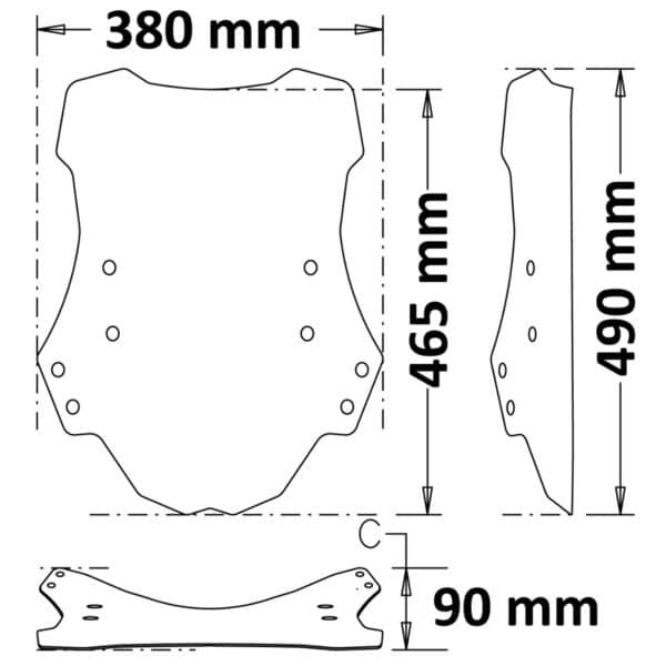 BENELLI TRK 502 Isotta plexi štít 4 MM /465mm x 380mm/ Farba - dymová - Image 2