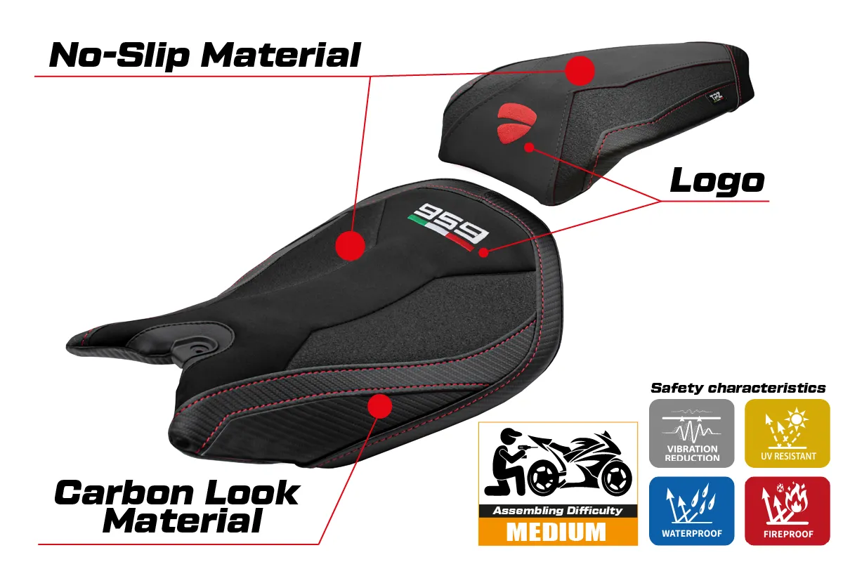 Ducati Panigale 959 2016-2018 - poťah sedadla TPZ Noci Velvet Ultragrip BL (black) – Obrázok 2