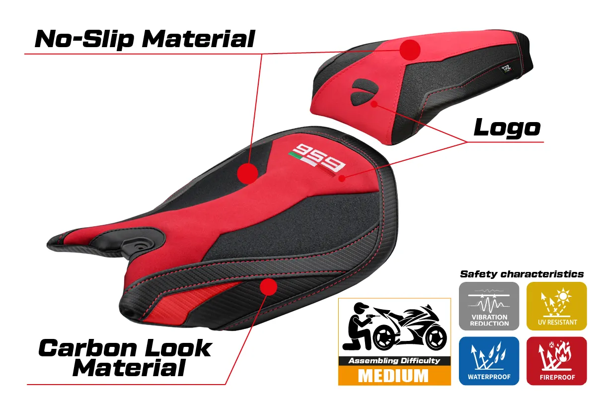 Ducati Panigale 959 2016-2018 - poťah sedadla TPZ Noci Velvet Ultragrip RD (red) – Obrázok 2