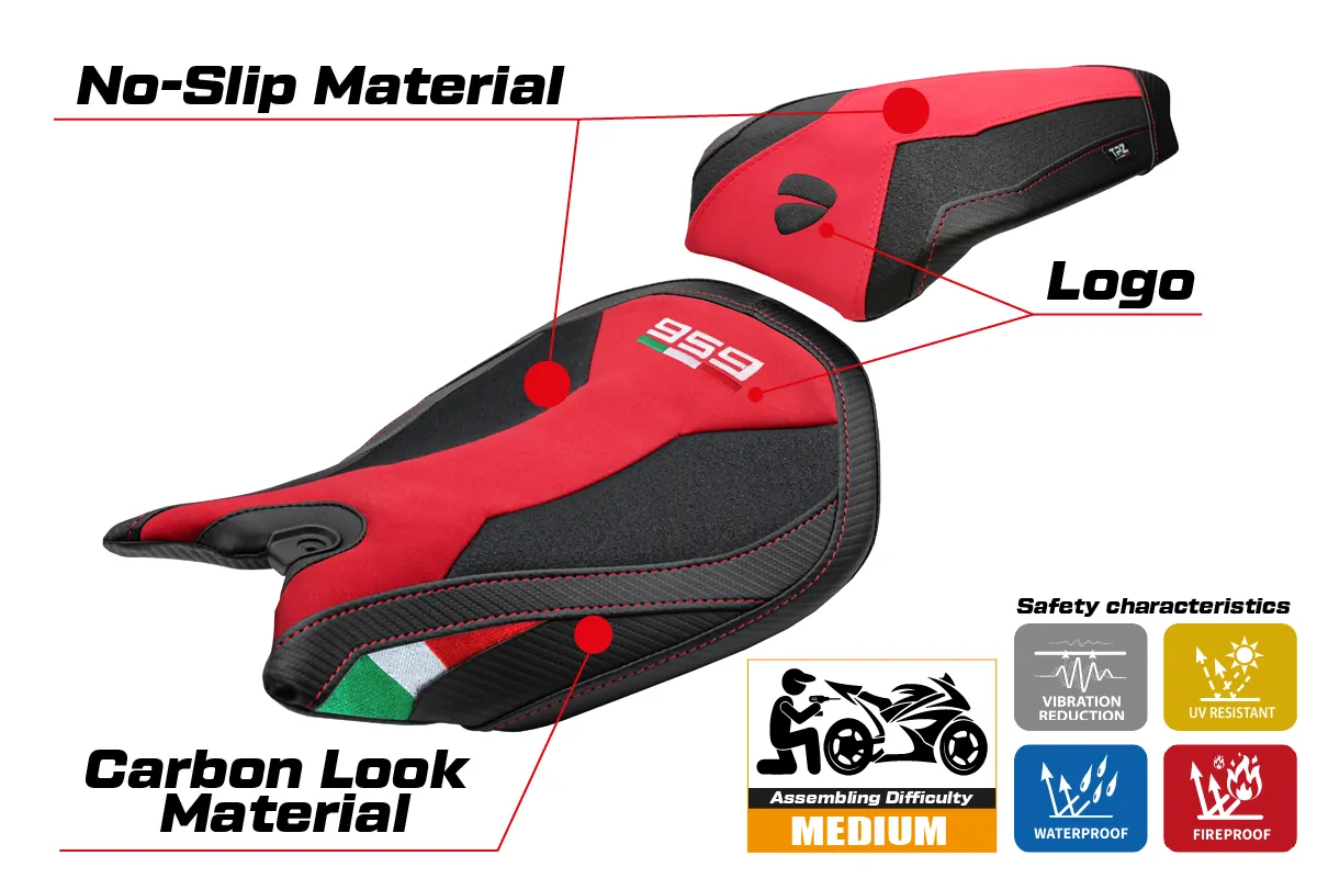 Ducati Panigale 959 2016-2018 - poťah sedadla TPZ Noci Velvet Ultragrip RTR (red-trico) – Obrázok 2