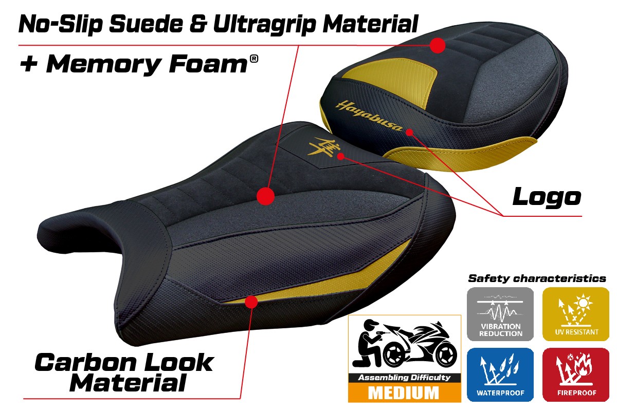 Suzuki GSX R 1300 Hayabusa 2021 - poťah sedadla TPZ Denia Velvet Ultragrip Comfort System – Obrázok 2