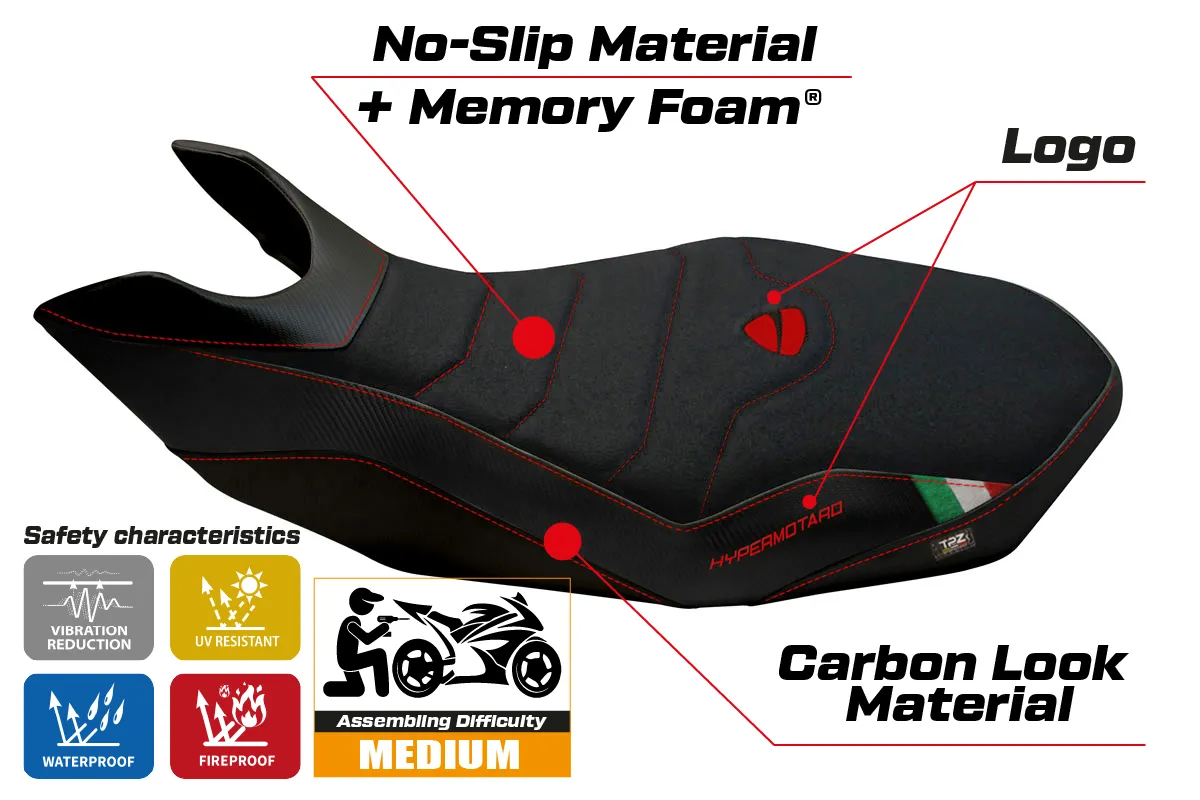 Ducati Hypermotard 796 / 1100 / 1100 EVO 2007 - 2012 - poťah sedadla TPZ Medea 2 Comfort System – Obrázok 2