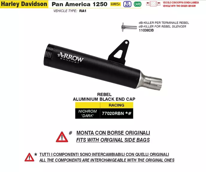 HARLEY-DAVIDSON PAN AMERICA 1250 výfuk Arrow Rebel – Obrázok 2