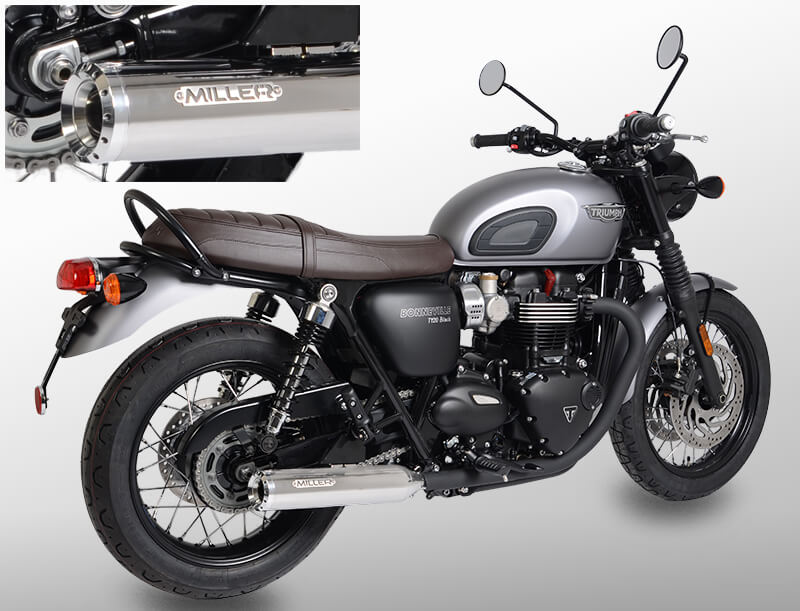 Triumph Bonneville T100 - výfuky Miller Captain – Obrázok 2